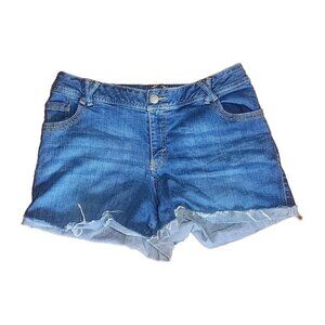 LANE BRYANT Solid Blue Denim Cut Off Shorts with Pockets Womens Plus Size 16